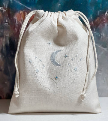 Moon in the Palm of my Hands Embroidered Pouch