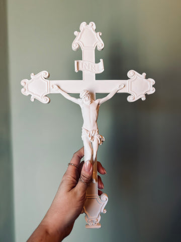 16" White Crucifix