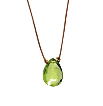Peridot Faceted Teardrop Gemstone Cord Necklace