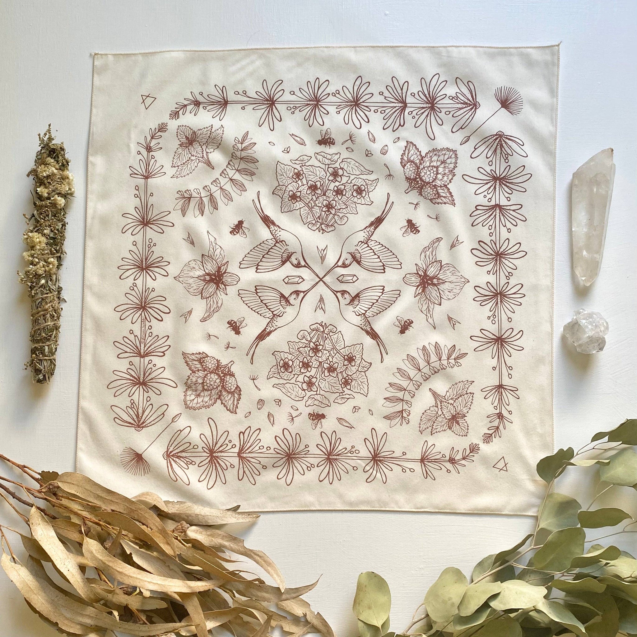 Bandana | Spring Herbs | White