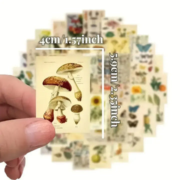 Vintage Styled Botanical Colorful Stickers, Journaling, DIY