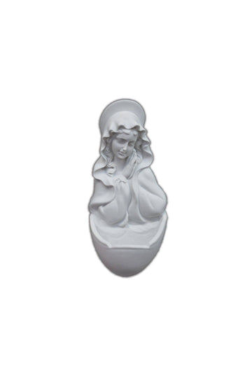 Praying Virgin Holy Water Font – White Italian Catholic Wall Décor (7”)