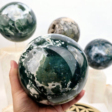 Moss Agate Large Crystal Spheres