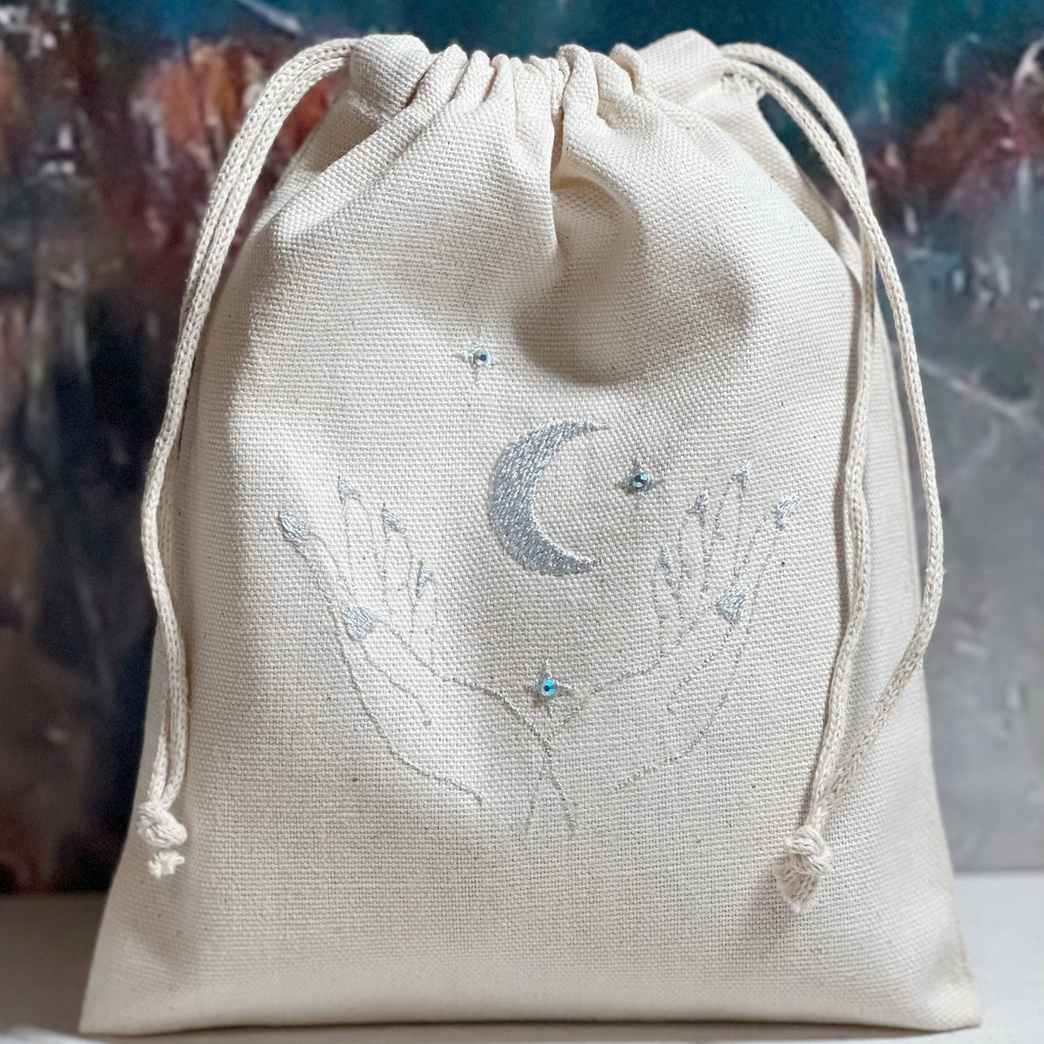 Moon in the Palm of my Hands Embroidered Pouch