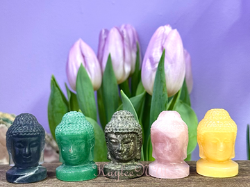 2” Mix Natural Crystal Guanyin Female Buddha Head