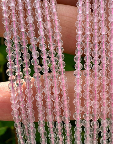 Faceted Rose Quartz Necklace (2mm).