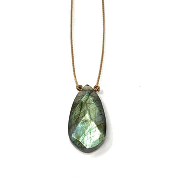 Faceted Labradorite Teardrop Crystal Necklace