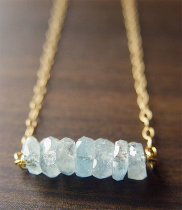 Aquamarine Gold Nugget Necklace