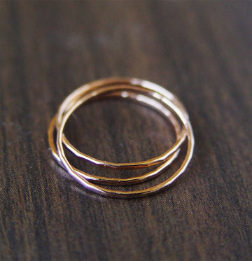 Rose Gold Hammered Rings, Rose Gold Wedding Bands