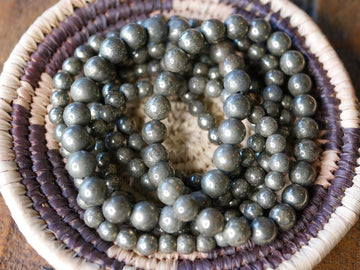 Premium Gemstone Stretch Bracelet Pyrite Grade AA Natural