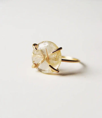 Gold Rutilated Quartz 14k Ring