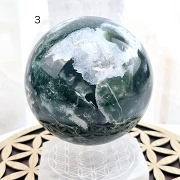 Moss Agate Large Crystal Spheres