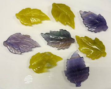 Natural Purple Fluorite and Olive Jade Leaf Healing Energy 