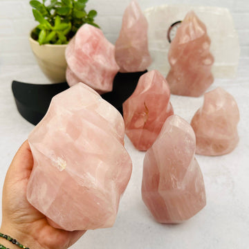 Rose Quartz Crystal Flame Tower