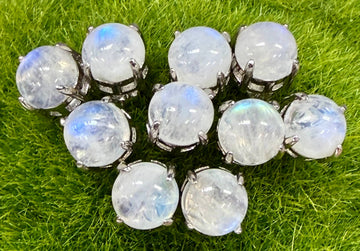Natural Moonstone Stud Earrings 7mm – Sterling Silver 925 Posts