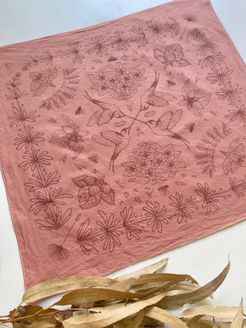 Bandana | Spring Herbs | Hand Dyed | Rose