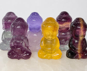 Natural Candy Fluorite Guanyin Crystal Carving | 4cm