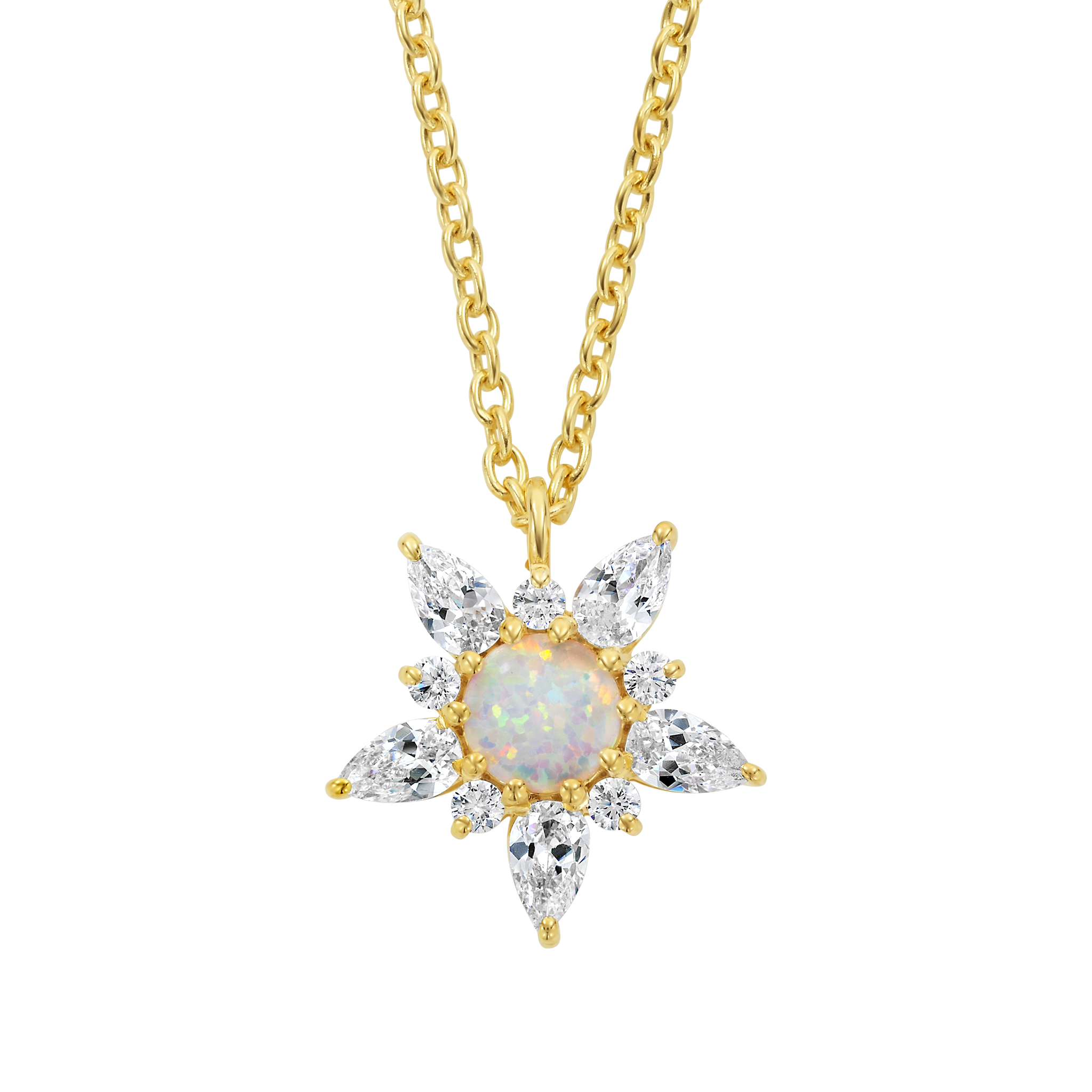 Opal & Diamond Wildflower Pendant