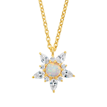 Opal & Diamond Wildflower Pendant