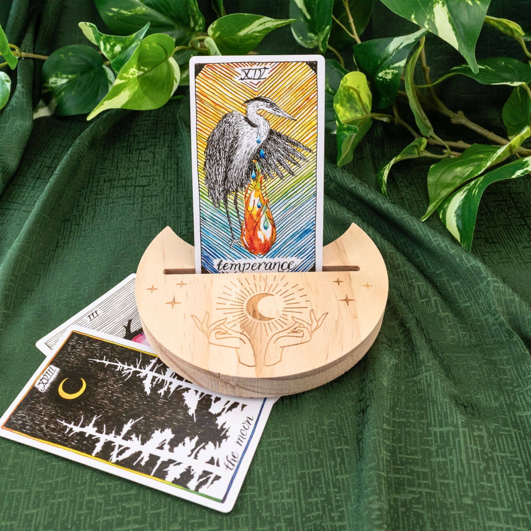 Mystical Hands Crescent Moon Tarot Card Holder