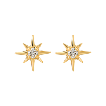 14kt Gold Mini Diamond Star Studs