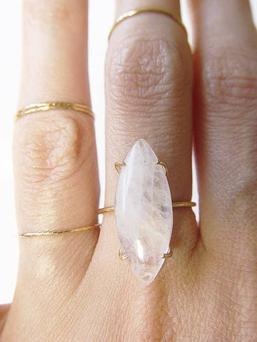Marquise Moonstone Gold Ring