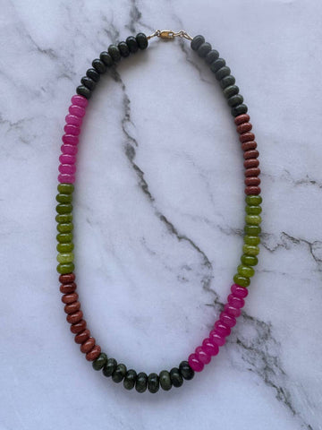 Danara Multi-Gemstone Beaded Necklace | Gold Filled