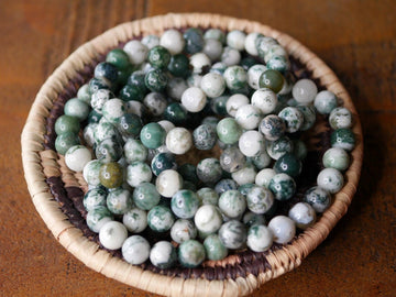 Natural Tree Agate Gemstone Stretch Bracelet – Grounding Crystal Bracelet