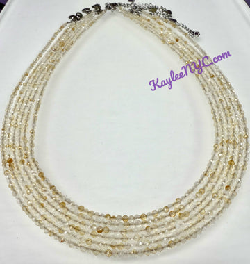 2mm Faceted Citrine Necklace Stainless Steel Finding Crystal