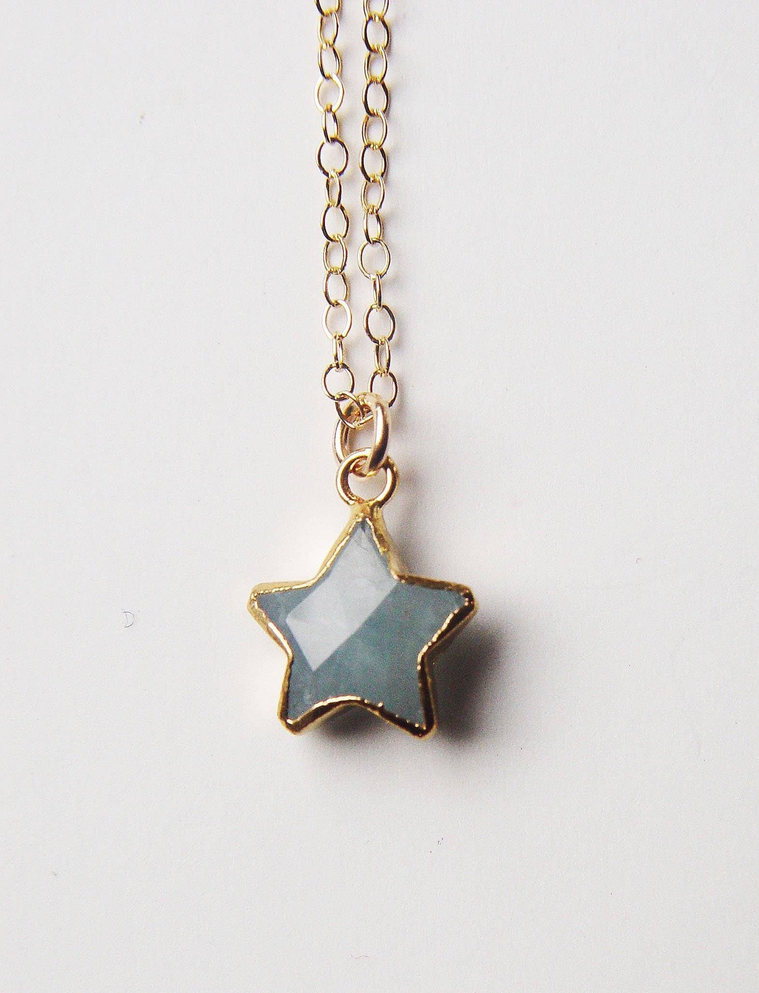 Aquamarine Gold Star Necklace