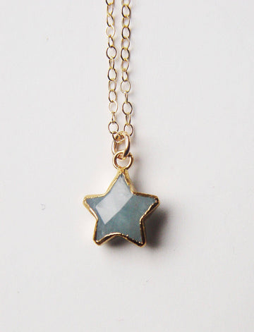Aquamarine Gold Star Necklace