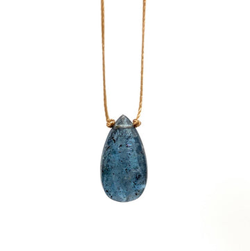 Teal Moss Kyanite Faceted Teardrop Necklace