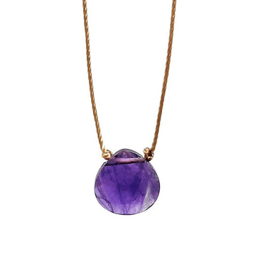 Amethyst Faceted Teardrop Cord Necklace