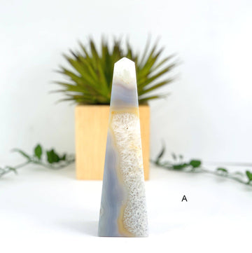 Natural Agate Crystal Obelisk Tower
