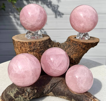 5 pcs Natural Rose Quartz Spheres Crystal Ball 3.9-4lbs