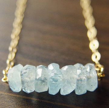 Aquamarine Gold Nugget Necklace