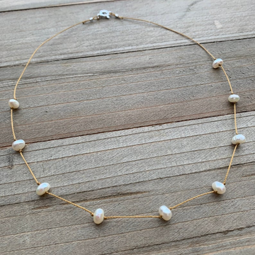 White Freshwater Pearl Cord Necklace – 16” with Sterling Silver Clasp