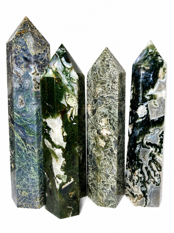 Natural Moss Agate Crystal Tower | Grounding & Abundance
