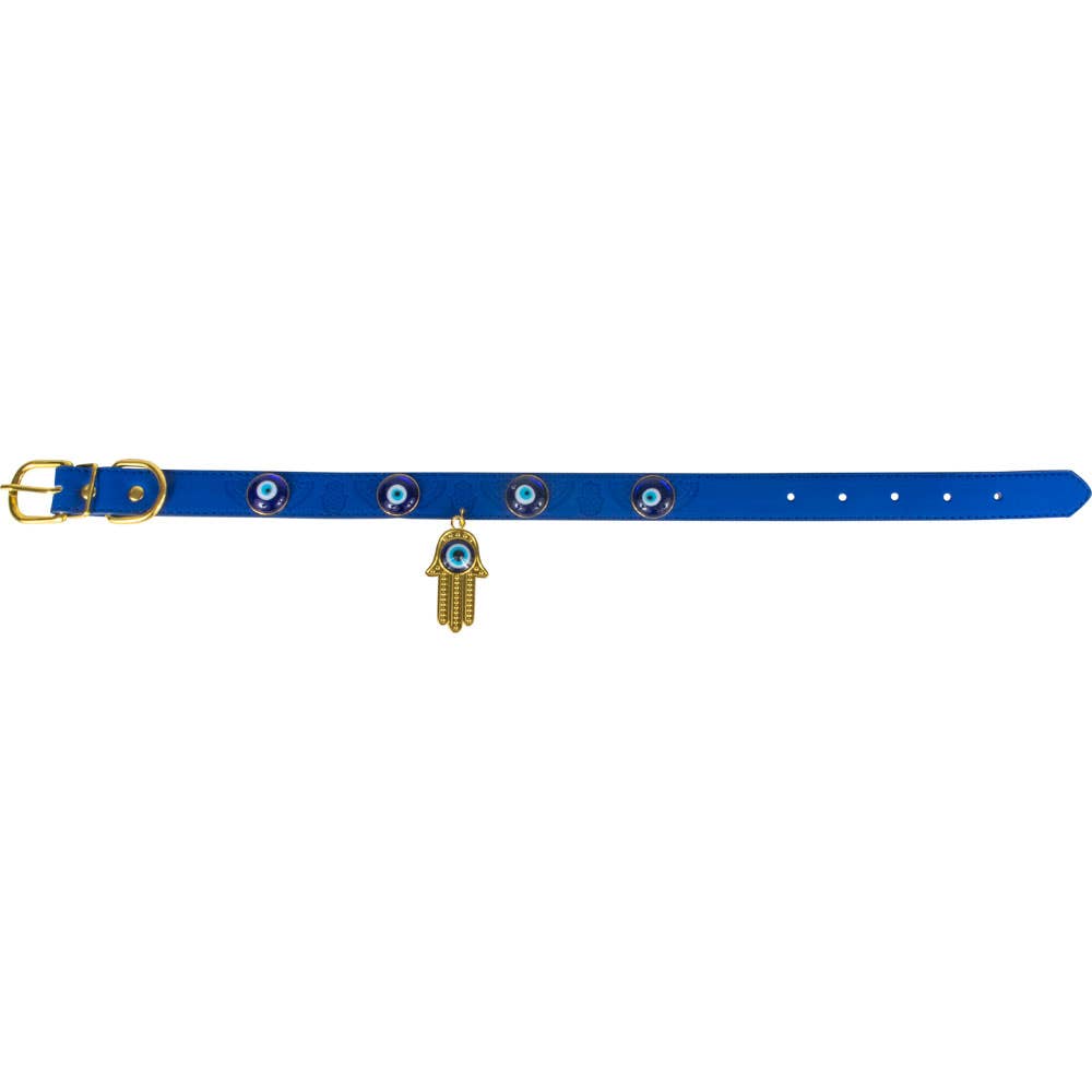 Evil Eye & Fatima Hand Vegan Leather Dog Collar – Size Large