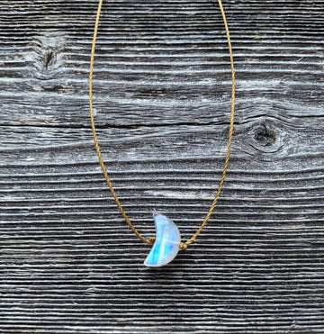 Moonstone Small Crescent Necklace