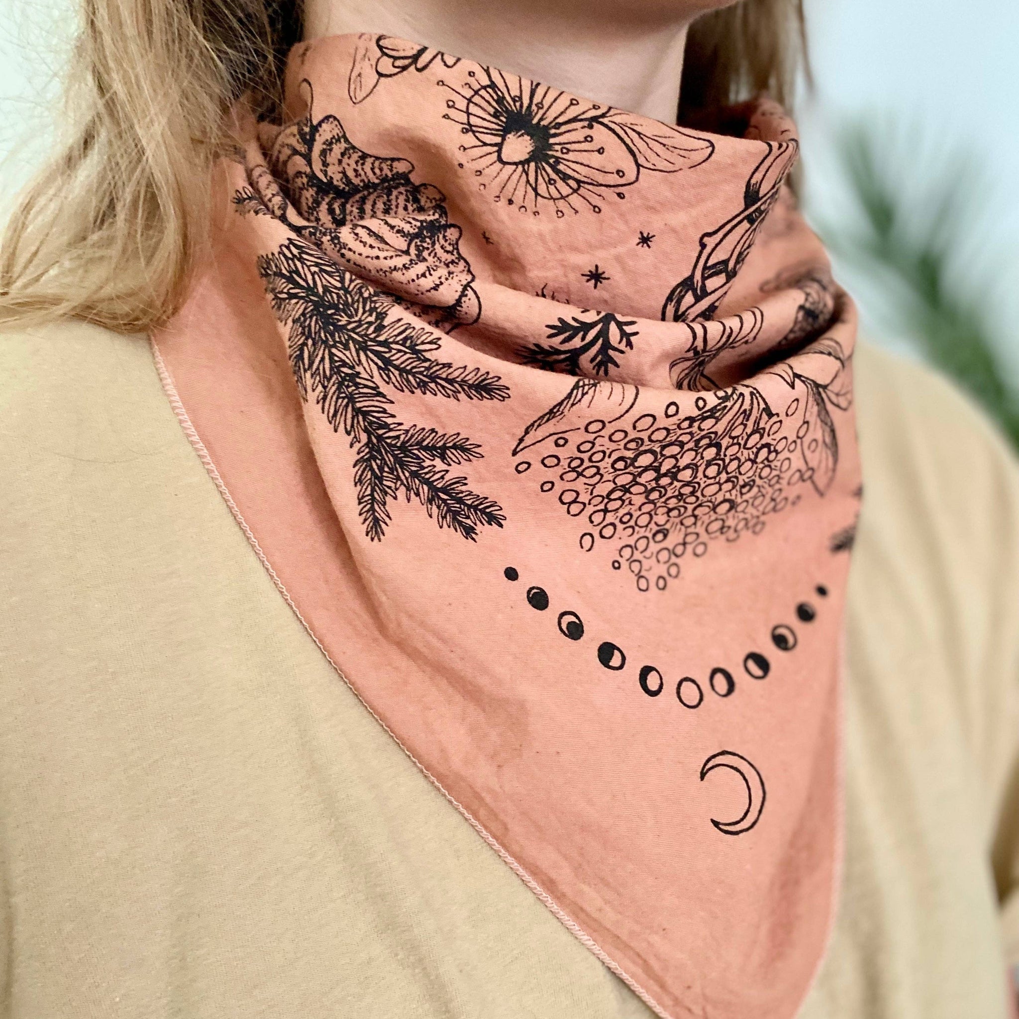 Bandana | Herbs of Protection | Plant Dyed | Rose