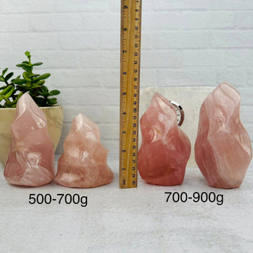 Rose Quartz Crystal Flame Tower