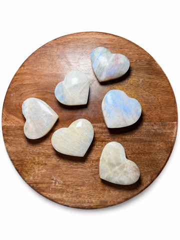 Natural Moonstone Crystal Heart | Intuition & New Beginnings