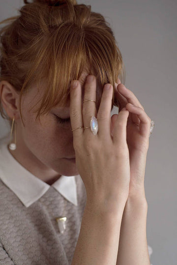 Marquise Moonstone Gold Ring