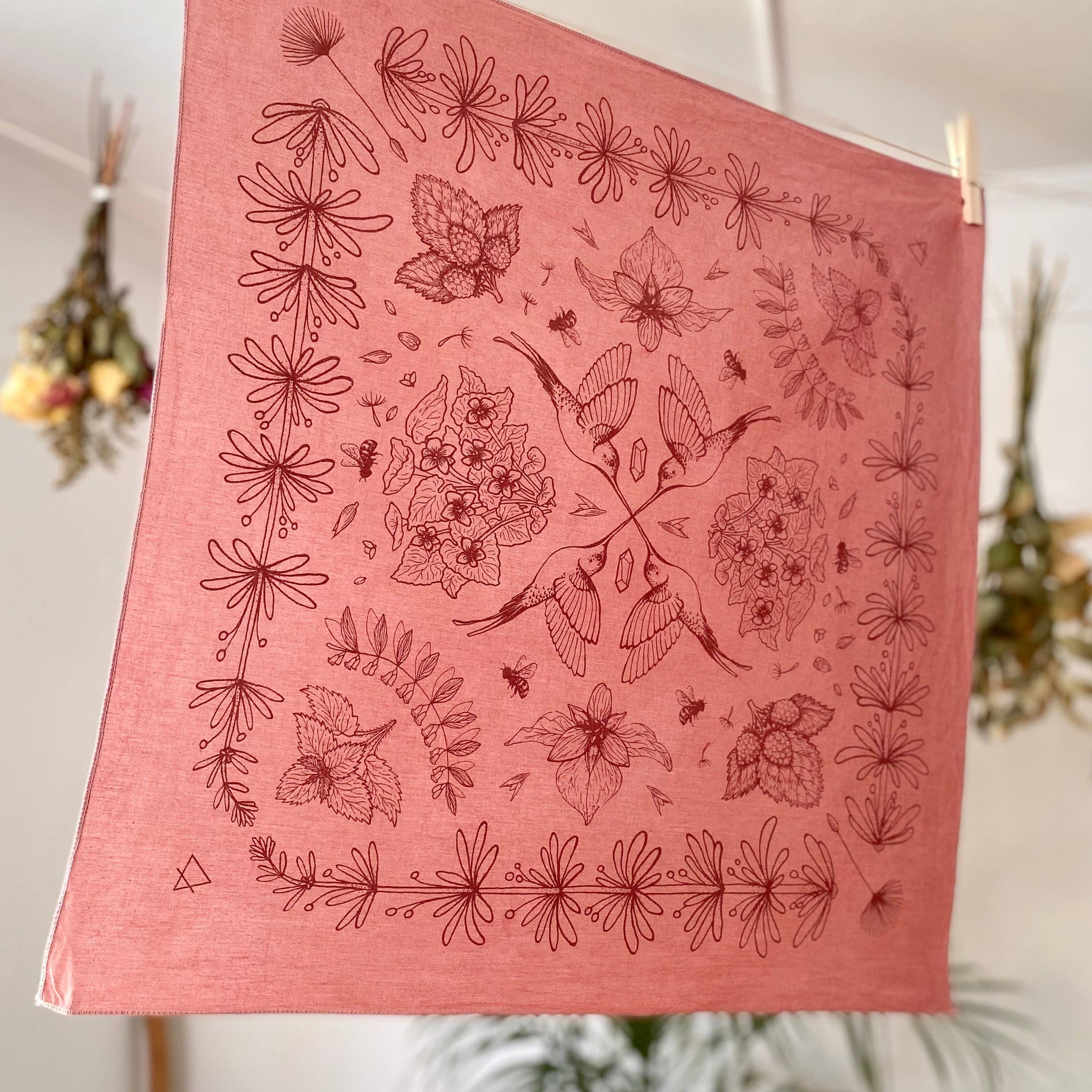 Bandana | Spring Herbs | Hand Dyed | Rose