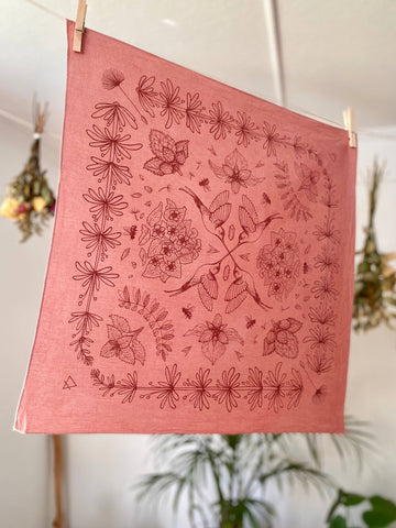 Bandana | Spring Herbs | Hand Dyed | Rose