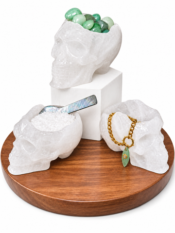 Natural Clear Quartz Skull Bowl | Hand-Carved Crystal