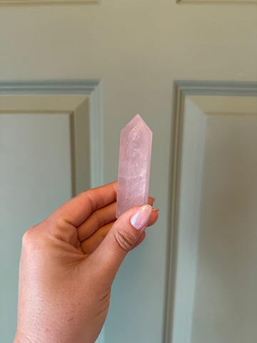 Natural Rose Quartz Tower – Self-Love, Healing & Heart Chakra Crystal Obelisk (2–4”)