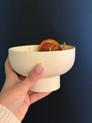Citrus Clove Solstice Bowl Candle – Hand-Poured Soy Candle with Dried Orange + Clove (14 oz)