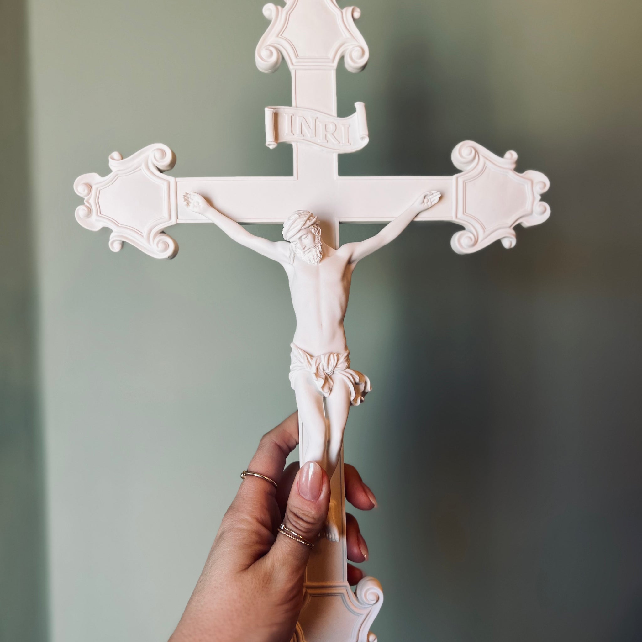 16" White Crucifix
